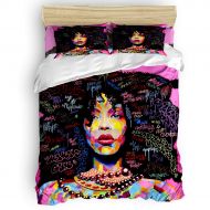 CHAOGO Duvet Cover Set King Size, African American Afro Girls Women Black Hair Colorful,Soft Stylish All Seasons Soft Bedding Collections