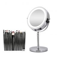 CHAOMA 10X Magnifying Makeup Mirror With LED Light 360 Degree Rotating Round Shape Desktop Vanity Mirror...