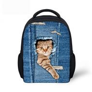 CHAQLIN Childrens Backpack Mini Denim Blue Backpacks 3D Cat Face