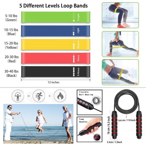  CHAREADA 23 Pack Resistance Bands Set Workout Bands, 5 Stackable Exercise Bands 5 Loop Resistance Bands 2 Core Sliders ? Door Anchor Handles Ankle Straps Carry Bag Instant Cooling Towel Wri