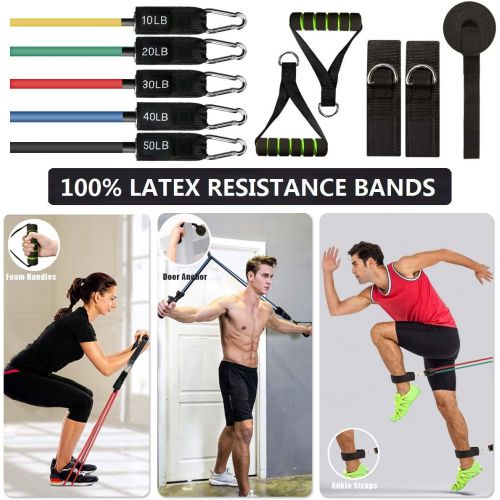  CHAREADA 23 Pack Resistance Bands Set Workout Bands, 5 Stackable Exercise Bands 5 Loop Resistance Bands 2 Core Sliders ? Door Anchor Handles Ankle Straps Carry Bag Instant Cooling Towel Wri