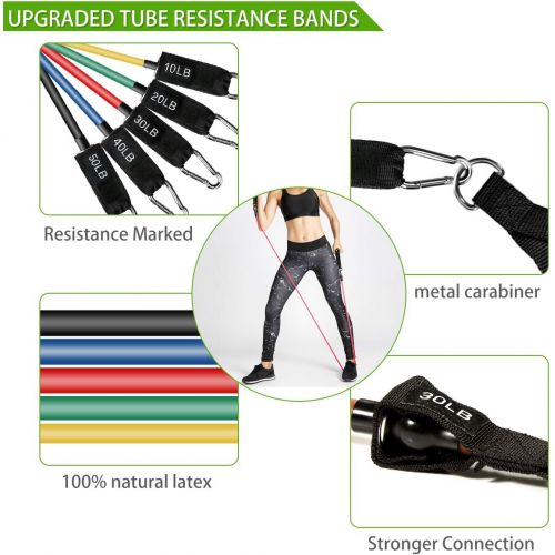  CHAREADA 23 Pack Resistance Bands Set Workout Bands, 5 Stackable Exercise Bands 5 Loop Resistance Bands 2 Core Sliders ? Door Anchor Handles Ankle Straps Carry Bag Instant Cooling Towel Wri