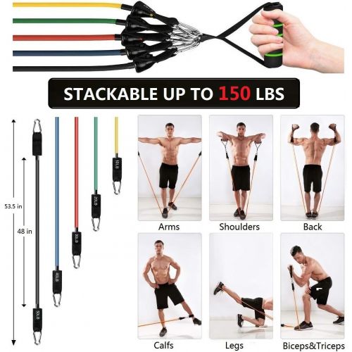  CHAREADA 23 Pack Resistance Bands Set Workout Bands, 5 Stackable Exercise Bands 5 Loop Resistance Bands 2 Core Sliders ? Door Anchor Handles Ankle Straps Carry Bag Instant Cooling Towel Wri