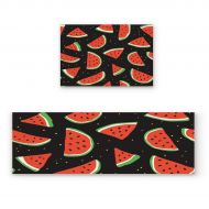 CHARMHOME Kitchen Rugs and Mats Set Summer Watermelon Picture 2 Piece Floor Carpet Non-Slip Rubber Backing Doormat Runner Rug Set