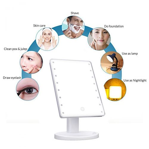 CHARMINER Makeup Mirror with Lights,Charminer 16 LED Lighted Makeup Mirror Touch Illuminated Cosmetic Desktop Vanity Mirror with Stand,Handy Touching On/Off