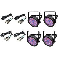 (4) Chauvet DJ SlimPar 56 LED Slim Par Can Pro RGB Lighting Effects + DMX Cables