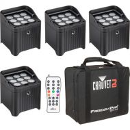 CHAUVET DJ Freedom Par Q9 X4 True Wireless RGBA LED PAR Kit with Carrying Bag, Remote, and Multi-Charger (4-Pack)