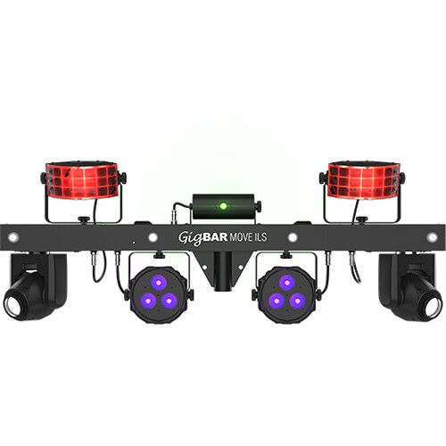  CHAUVET DJ GigBAR Move ILS 5-in-1 Lighting System with Moving Heads, Pars, Derbys, Strobe, and Laser Effects