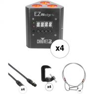 CHAUVET DJ EZWedge Tri Battery-Powered RGB LED Wash Light Kit with Cables and Clamps (4-Pack)