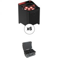 CHAUVET DJ Freedom Par T6 Kit with Six Battery-Powered RGB LED PAR Lights and SKB iSeries Case