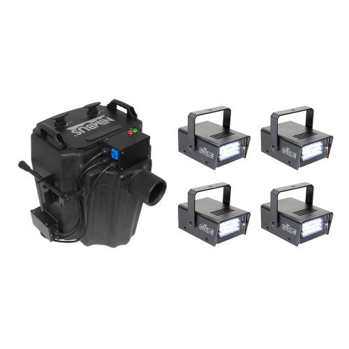  CHAUVET DJ Chauvet Nimbus Dry Ice Low Lying Smoke Fog Machine + Mini Strobe 21 LED (4 Pack)