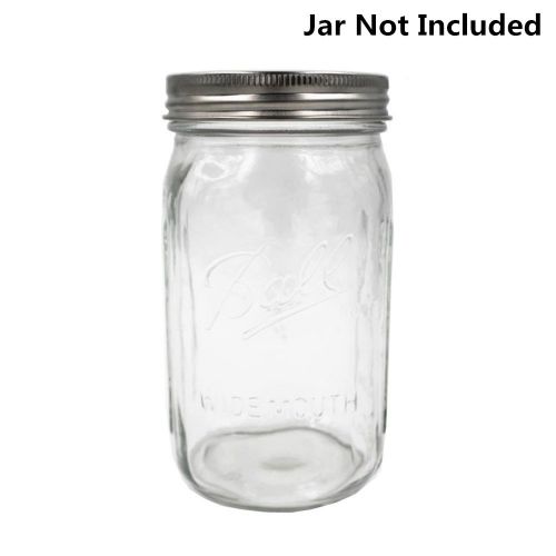  CHBKT Stainless Steel Mason Jar Lids, Storage Caps with Silicone Seals for Wide Mouth Size Jars, Polished Surface, Reusable and Leak Proof, Pack of 12