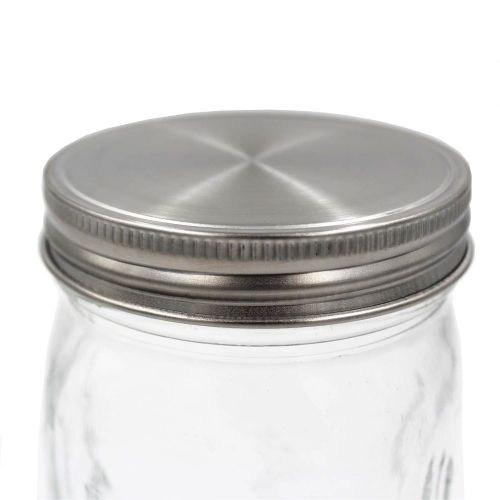  CHBKT Stainless Steel Mason Jar Lids, Storage Caps with Silicone Seals for Wide Mouth Size Jars, Polished Surface, Reusable and Leak Proof, Pack of 12