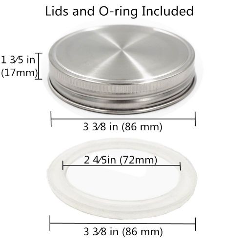  CHBKT Stainless Steel Mason Jar Lids, Storage Caps with Silicone Seals for Wide Mouth Size Jars, Polished Surface, Reusable and Leak Proof, Pack of 12