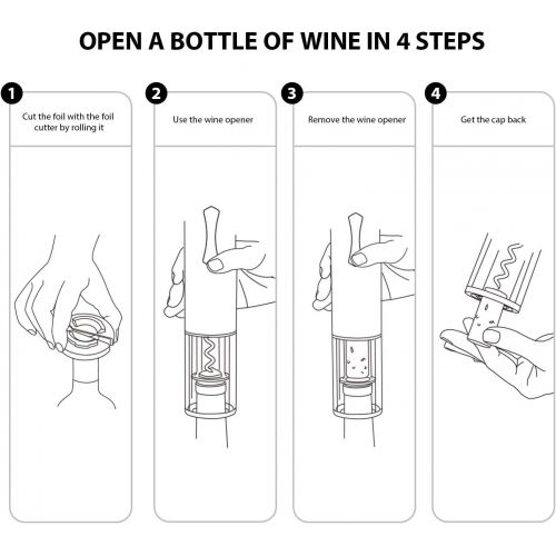  [아마존베스트]CHEER Wine Opener Gift Set - Electric Cordless Automatic Corkscrew Wine Bottle Opener with Batteries, Foil Cutter, Aerator Wine Pourer and Wine Saver Vacuum Pump and Stopper with Date Ma