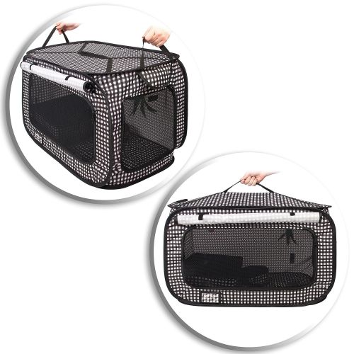  CHEERING PET CheeringPet, Cat Travel Cage: Portable Pop Up Pet Crate with Collapsible Litter Box, Foldable Feeding Bowl, Hanging Feather Teaser and Ball, Carrying Bag, Extra Large 32 X 19 X 19