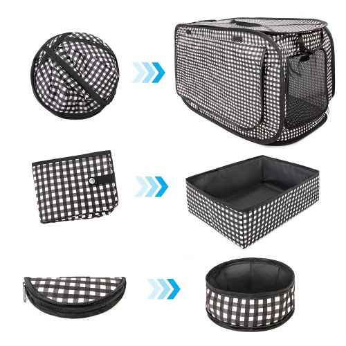  CHEERING PET CheeringPet, Cat Travel Cage: Portable Pop Up Pet Crate with Collapsible Litter Box, Foldable Feeding Bowl, Hanging Feather Teaser and Ball, Carrying Bag, Extra Large 32 X 19 X 19