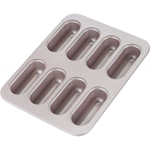  [아마존베스트]CHEFMADE Twinkie Cake Pan, 8-Cavity Non-Stick Mini Hotdog-Shaped Muffin Bakeware for Oven and Instant Pot Baking (Champagne Gold)