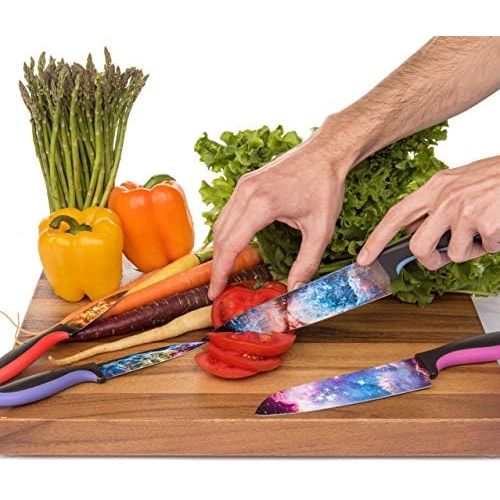  [아마존베스트]Chef's Vision Cosmos Kitchen Knife Set in Gift Box - Color Chef Knives - Cooking Gifts for Husbands and Wives, Unique Wedding Gifts for Couple, Birthday Gift Idea for Men, Housewarming Gift New