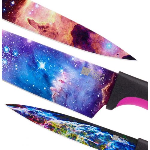  [아마존베스트]Chef's Vision Cosmos Kitchen Knife Set in Gift Box - Color Chef Knives - Cooking Gifts for Husbands and Wives, Unique Wedding Gifts for Couple, Birthday Gift Idea for Men, Housewarming Gift New