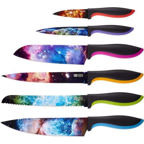  [아마존베스트]Chef's Vision Cosmos Kitchen Knife Set in Gift Box - Color Chef Knives - Cooking Gifts for Husbands and Wives, Unique Wedding Gifts for Couple, Birthday Gift Idea for Men, Housewarming Gift New