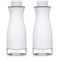 CHEFVANTAGE Olive Oil and Vinegar Cruet Dispenser Set with Elegant Glass Bottle and Drip Free Design - White