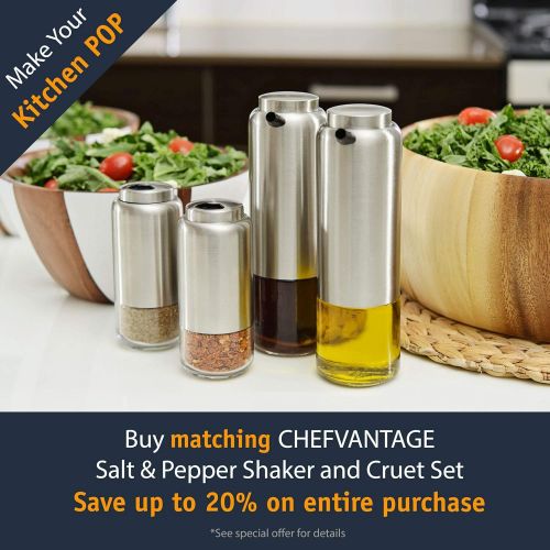 CHEFVANTAGE Olive Oil and Vinegar Cruet Dispenser Set with Elegant Glass Bottle and Drip Free Design - White