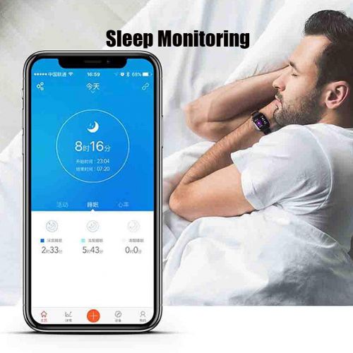  CHENG Fitness-Uhr mit Herzfrequenzmesser Wasserdichter Schrittzahler Schlafmonitor-Aktivitats-Tracker