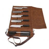 CHENG YI 16 Oz Waxed Canvas Fabric Chef Knife Roll Waterproof Multi Purpose Knife Storage Bag with Portable Handle & Adjustable Shoulder Strap CYDD10