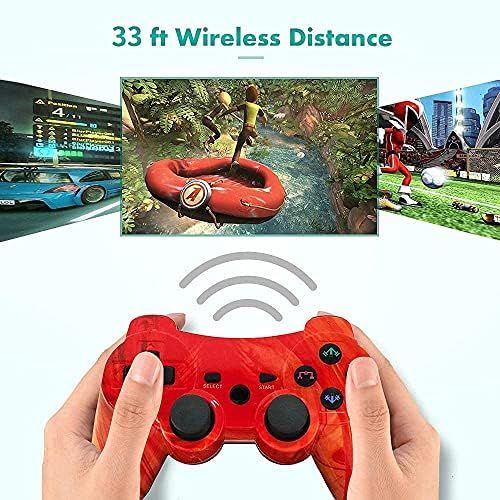  CHENGDAO Wireless Controller 2 Pack Compatible with Playstation 3 with High Performance Motion Sense Double Vibration and Charging Cable (Black + Red)