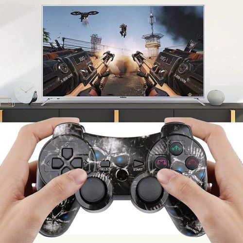  CHENGDAO Wireless Controller 2 Pack Compatible with Playstation 3 with High Performance Double Shock,Motion Control,USB Cable (Skull + Galaxy)