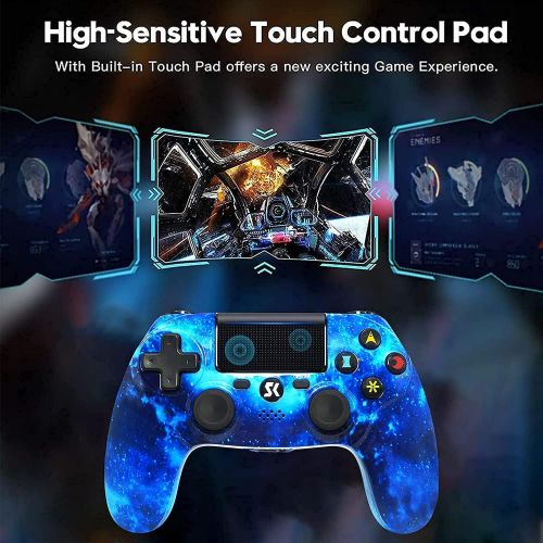  [아마존베스트]CHENGDAO PS4 Controller Wireless Gamepad for Playstation 4/Pro/Slim/PC and Laptop with Motion Motors, Audio Function, Mini LED Indicator, USB Cable and Anti-Slip - Blue