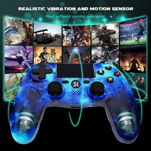  [아마존베스트]CHENGDAO PS4 Controller Wireless Gamepad for Playstation 4/Pro/Slim/PC and Laptop with Motion Motors, Audio Function, Mini LED Indicator, USB Cable and Anti-Slip - Blue