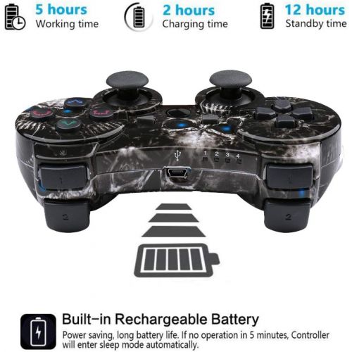  [아마존베스트]CHENGDAO PS3 Controller Wireless Dual Shock Gamepad for Sony Playstation 3 with Charging Cord (Skull)