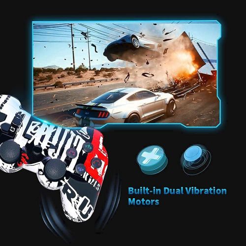  [아마존베스트]CHENGDAO PS3 Controller 2 Pack Wireless 6-axis Dual Shock Gaming Controller for Playstation 3 with Charging Cord (PS3 Controller 2Pack,Graffiti + Red Canyon)