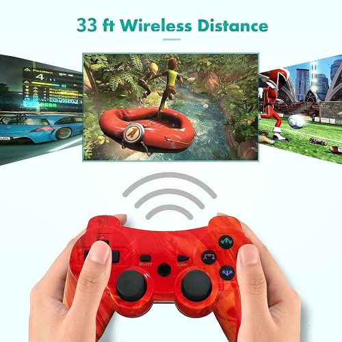  [아마존베스트]CHENGDAO PS3 Controller 2 Pack Wireless 6-axis Dual Shock Gaming Controller for Playstation 3 with Charging Cord (PS3 Controller 2Pack,Graffiti + Red Canyon)