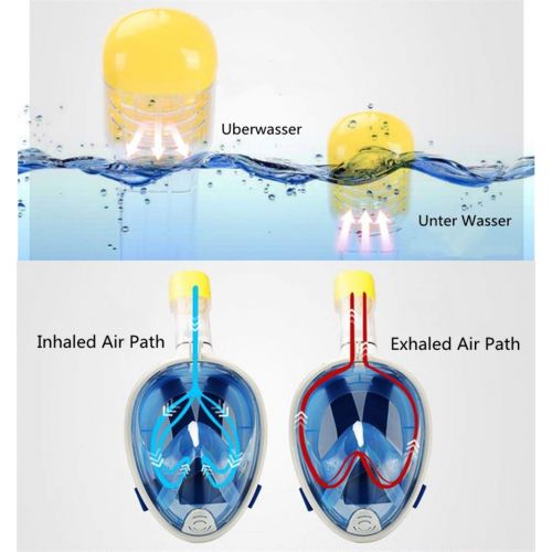  CHENYU Vollmaske Schnorchelmaske Tauchmaske Vollgesichtsmaske mit 180° Sichtfeld, Dichtung aus Silikon Anti-Beschlag Wasserdicht Anti-Leck Technologie fuer Erwachsene und Kinder