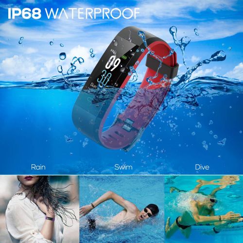  CHEREEKI Fitness Armband, Fitness Tracker mit Pulsmesser/ IP68 wasserdicht/ 14 Trainingsmodi/ Schlaf Tracking/ Alarm Modus/ Sitzende Erinnerung/ SMS Push