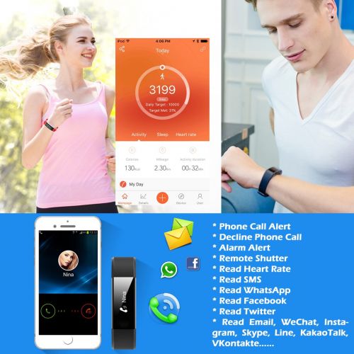  CHEREEKI Fitness Armband, Fitness Tracker Uhr mit Pulsmesser, Wasserdicht IP67 Aktivitatstracker Pulsuhren Bluetooth Smart Armbanduhr Schrittzahler mit Schlafmonitor Kalorienzahler