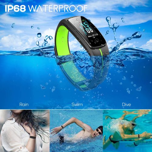  CHEREEKI Fitness Armband mit Pulsmesser, Fitness Tracker IP68 Wasserdichter Smart Watch Aktivitatstracker Schrittzahler Uhr Sportuhr 14 Trainingsmodi Musiksteuerung Stoppuhr fuer Da