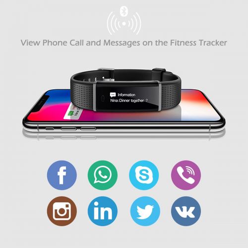  CHEREEKI Fitness Armband mit Pulsmesser IP68 Wasserdicht fuer Android & iOS