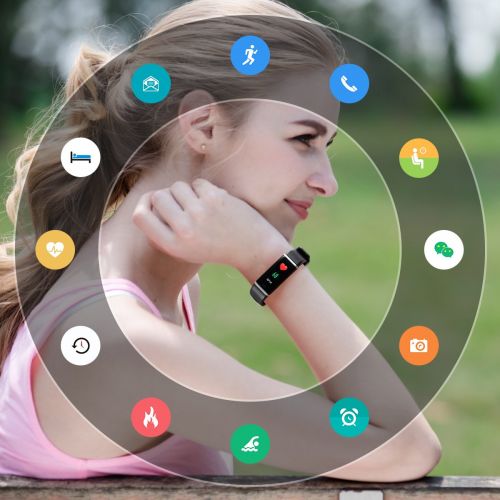 CHEREEKI Fitness Armband mit Pulsmesser IP68 Wasserdicht fuer Android & iOS