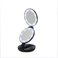 CHERRIESU Round Makeup Mirror with LED Light Up Mirror 5X Magnifying Round Make Up Mirror Portable Collapsible Stretchable Mirror