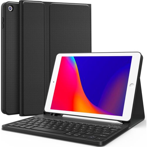  [아마존베스트]CHESONA Keyboard Case for iPad 8th Generation (2020)/7th Gen (2019) 10.2 Inch, Detachable Wireless with Pencil Holder Stand Folio Keyboard Cover for New iPad 8th Gen/7th Gen 10.2”, Black