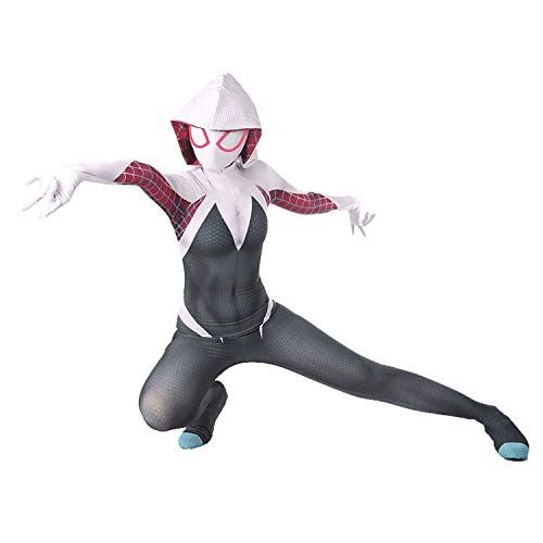  할로윈 용품CHGCHLCO Gwen Stacy Spider Man into The Spider Verse Costume Adult/Kids Unisex Lycra Spandex Halloween Cosplay Suit