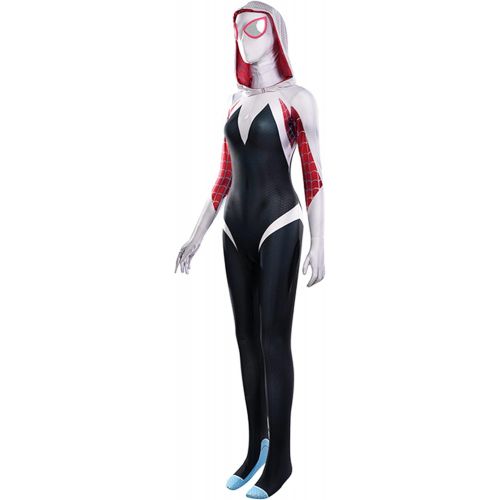  할로윈 용품CHGCHLCO Gwen Stacy Spider Man into The Spider Verse Costume Adult/Kids Unisex Lycra Spandex Halloween Cosplay Suit