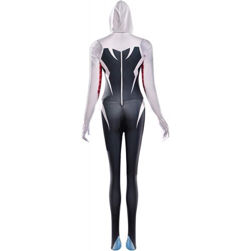  할로윈 용품CHGCHLCO Gwen Stacy Spider Man into The Spider Verse Costume Adult/Kids Unisex Lycra Spandex Halloween Cosplay Suit