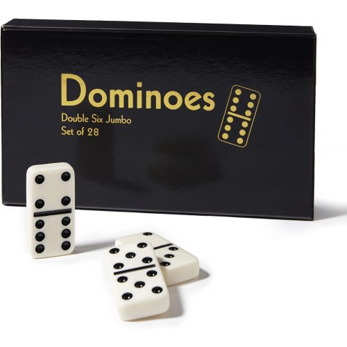  [아마존베스트]CHH Black/Cream Color Double 6 Jumbo Size Domino Tiles in Snap Vinyl Case