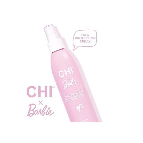  CHI x Barbie 44 Iron Guard Thermal Protection Spray, Nourishing Formula Helps Resist Heat Damage To Hair & Tame Frizz, Barbie Inspired Design, 8 Oz