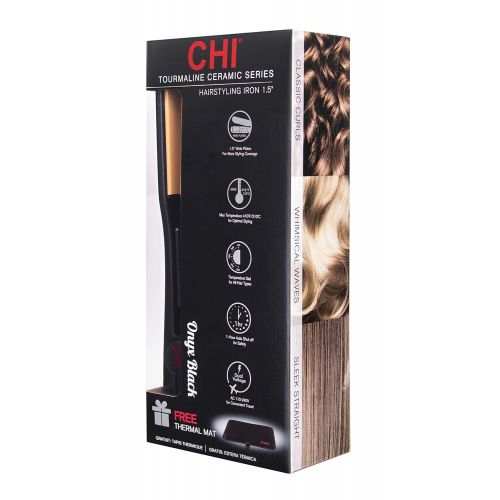  CHI Air Expert Classic Tourmaline Ceramic Hairstyling Iron, Onyx Black, 1.5 Inch